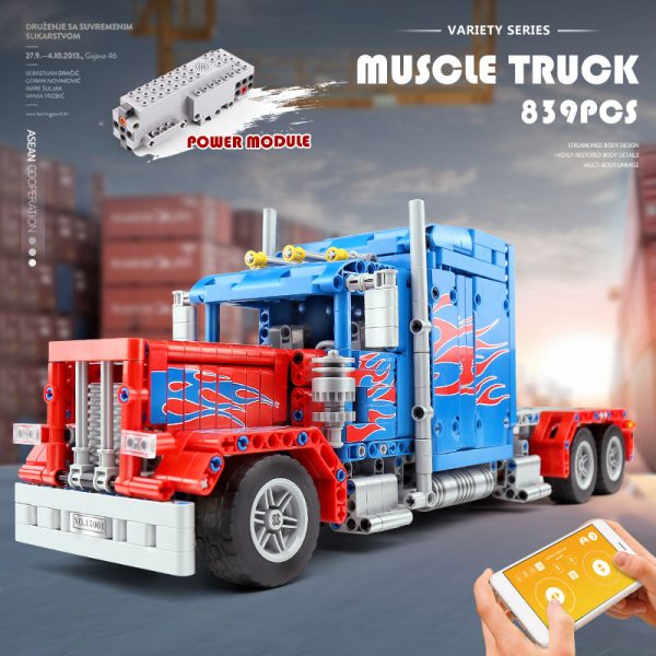 Mould King 15001 Technic The Peterbilt 389 Heavy Container Remote Control Truck Assembly Kits Building Blocks 1