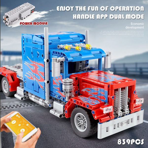 Mould King 15001 Technic The Peterbilt 389 Heavy Container Remote Control Truck Assembly Kits Building Blocks 3