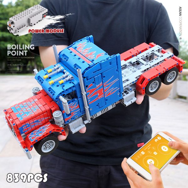 Mould King 15001 Technic The Peterbilt 389 Heavy Container Remote Control Truck Assembly Kits Building Blocks 4