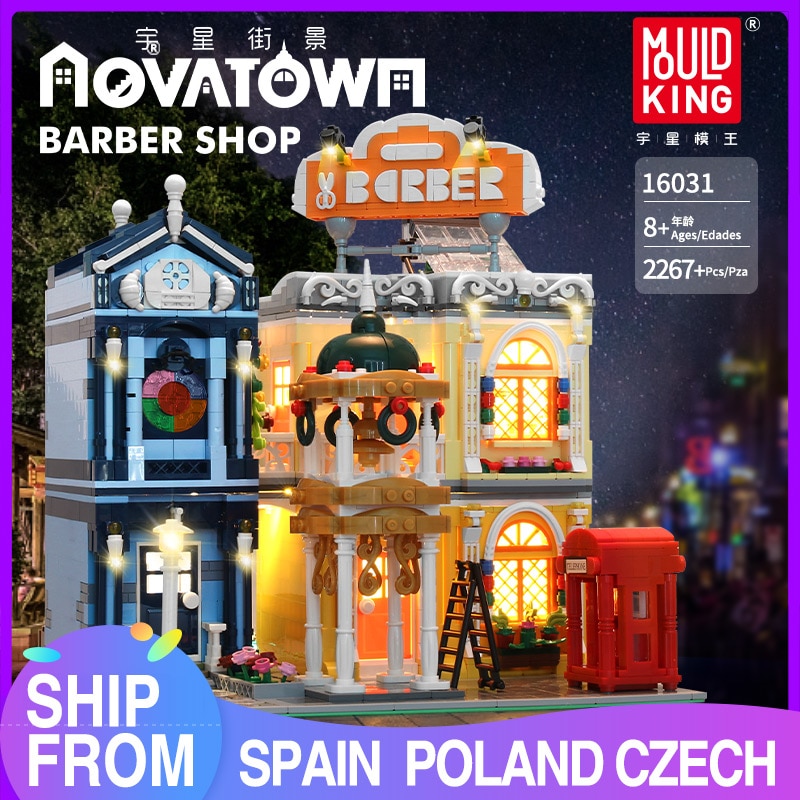 Details about   Mould King 16031 Modular Buildings The Barber Shop In Town with Led Light Blocks 
