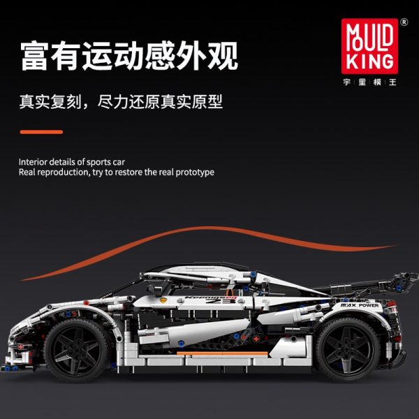 Mould King 13120 Technic Series Koenigsegged Sports Racing White Car Model Building Blocks Bricks 23002 Kids 3