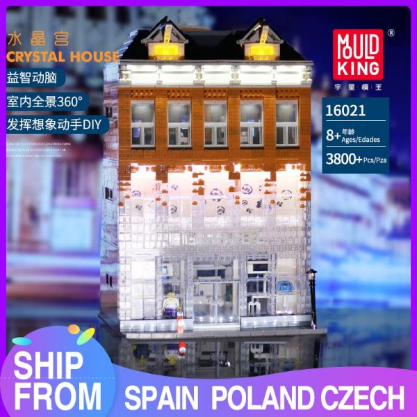 Mould King Moc Street View Light Chaneled Amsterdam Crystal Palace Model Building Blocks Bricks Compatible 16021