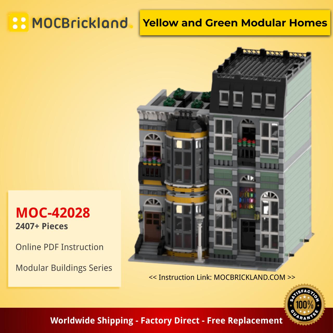 Yellow and Green Modular Homes 2407 PCS Good Quality Bricks Blocks MOC-42028 