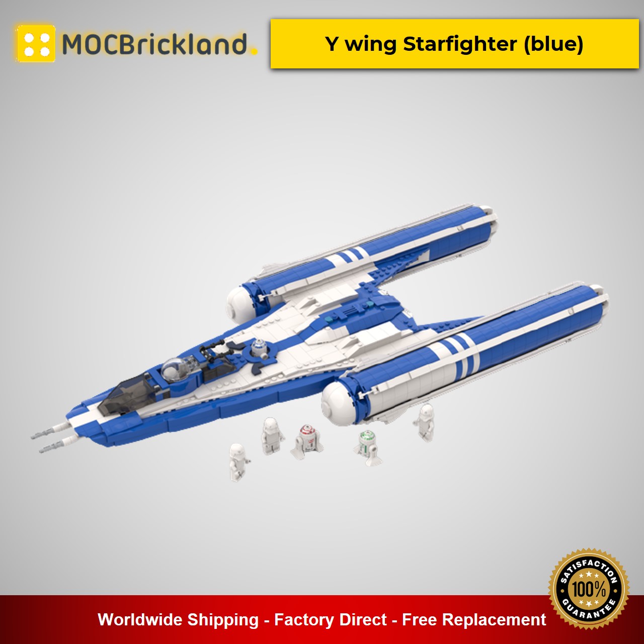 MOCBRICKLAND MOC-55736 Y Wing Starfighter (Blue)