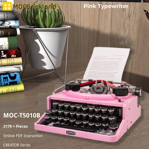 Creator Moc T5010b Pink Typewriter Mocbrickland (2)