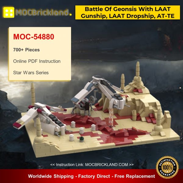 Mocbrickland Moc 54880 Battle Of Geonsis With Laat Gunship, Laat Dropship And At Te (1)