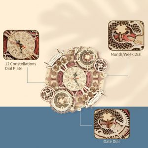 Creator Robotime Lc601 Lc801 3d Wooden Zodiac Wall Clock (10)
