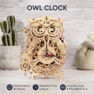 Creator Robotime Lk503 Owl Clock (14)