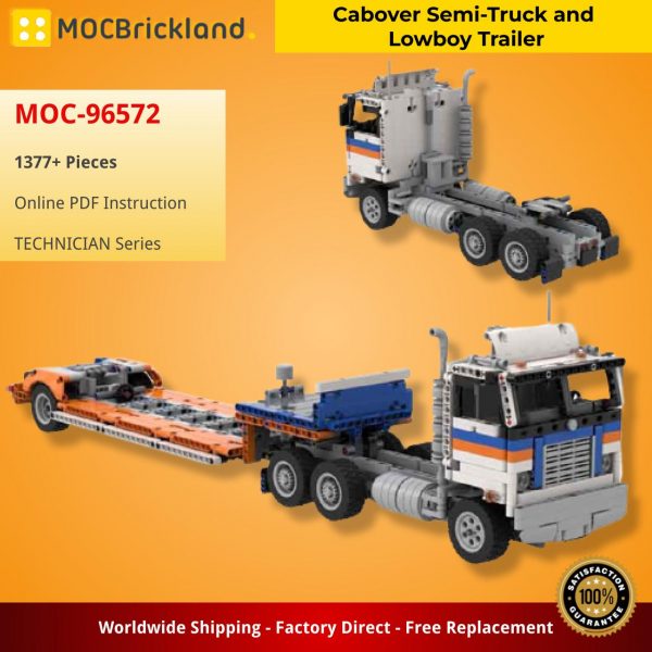 Mocbrickland Moc 96572 Cabover Semi Truck And Lowboy Trailer (42128 B Model) (1)