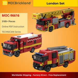 Mocbrickland Moc 96616 London Set Scania 32m Ladder + Mk3 Pump Ladder + Command Unit By Dm (2)