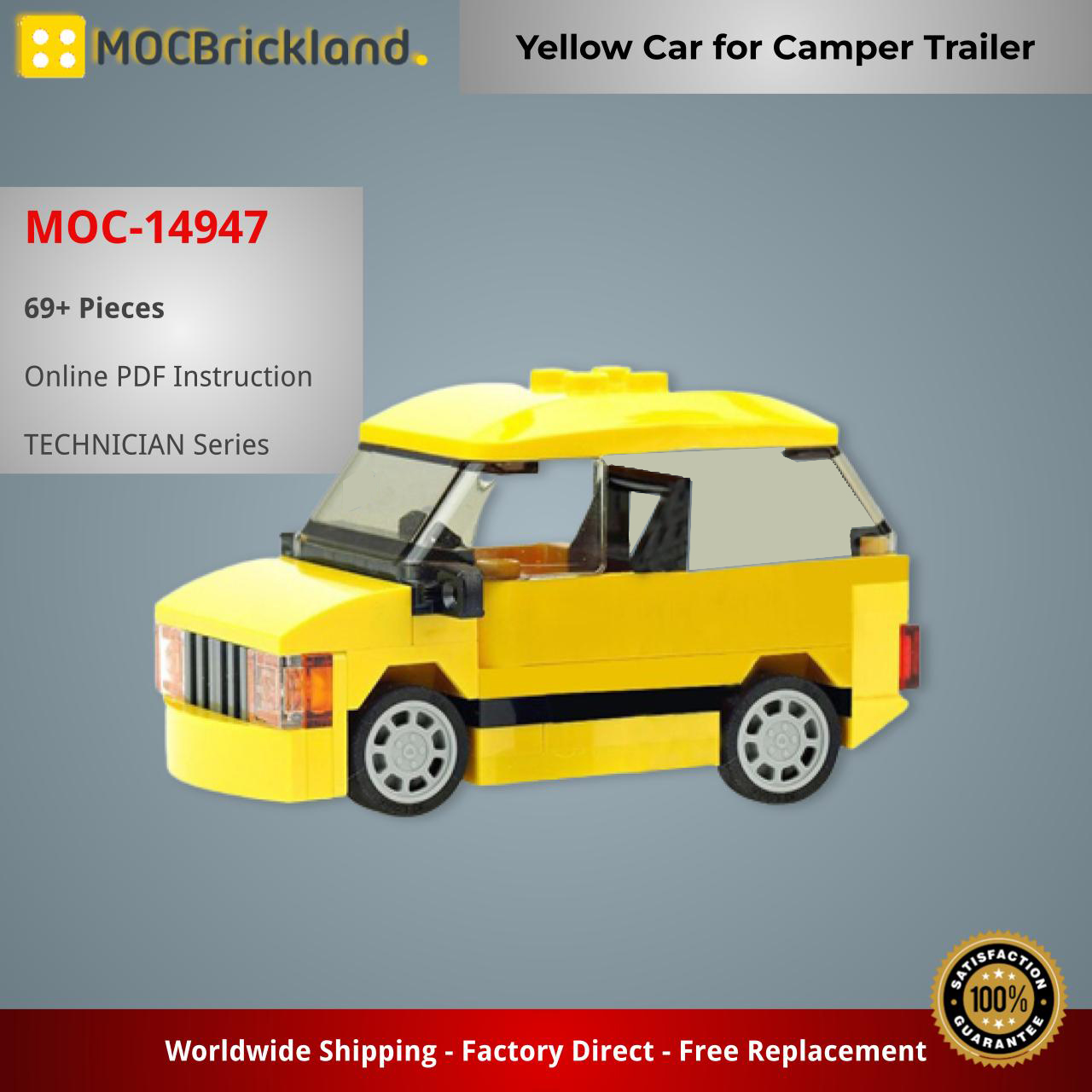 Mocbrickland Moc 14947 Yellow Car For Camper Trailer (2) Mocbrickland Moc 14947 Yellow Car For Camper Trailer (2)