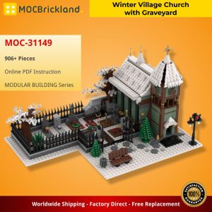 Mocbrickland Moc 31149 Winter Village Church With Graveyard (2)
