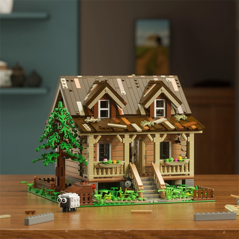 FUNWHOLE FH-9001 Wood Cabin with Light Parts