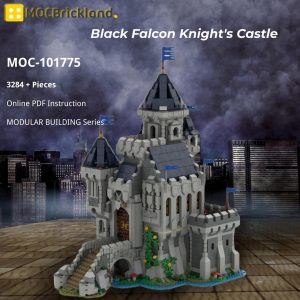 Mocbrickland Moc 101775 Black Falcon Knight's Castle (31120 Medieval Castle Alternate Build)