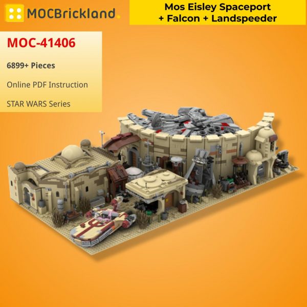 Mocbrickland Moc 41406 Mos Eisley Spaceport + Falcon + Landspeeder (2)