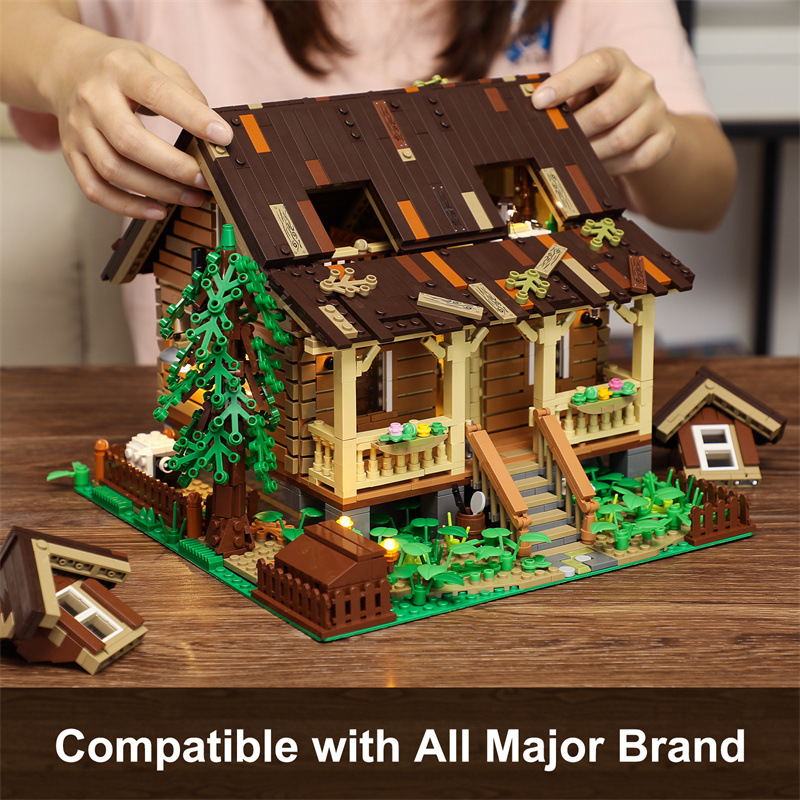FUNWHOLE FH9001 Wood Cabin with Light parts