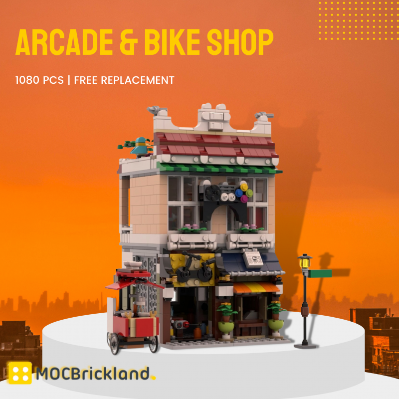 MOCBRICKLAND MOC-113969 Arcade & Bike Shop Street View 