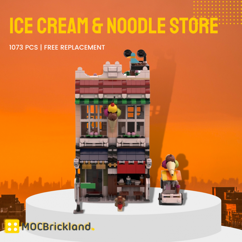 MOCBRICKLAND MOC-113478 Ice Cream & Noodle Store Street View