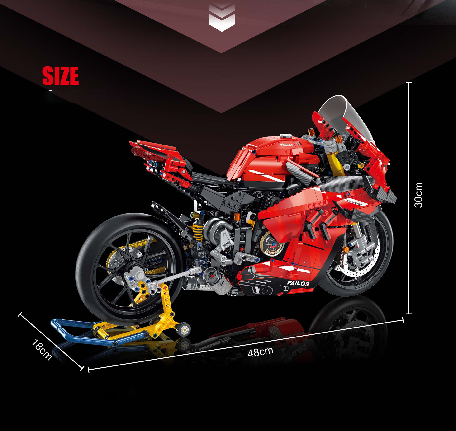 PANLOS 672101 1:5 Red Ducati V4S Motorcycle 