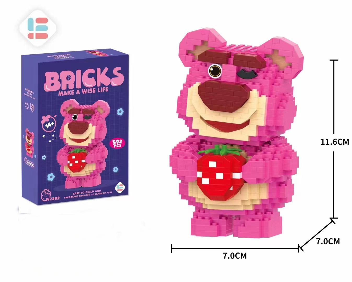 JIHUI W2301 W2302 Star Strawberry Bear Winking Strawberry Bear