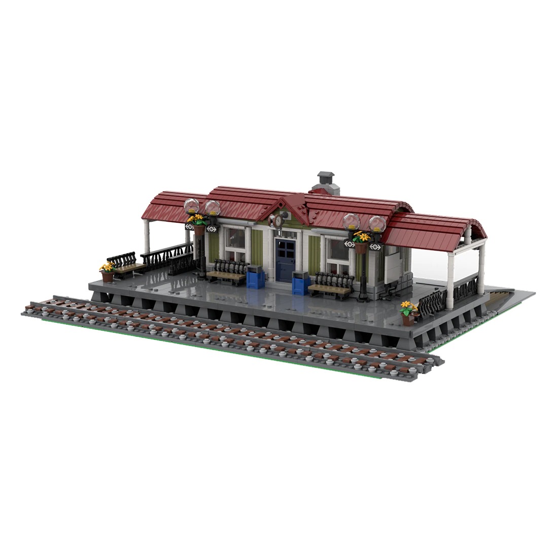 MOCBRICKLAND MOC-92280 Curved Roof Train Station MOULD KING™ - Official Store
