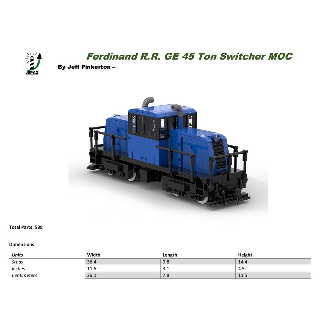 MOCBRICKLAND MOC-116974 Ferdinand RR GE 45 Tom Switcher