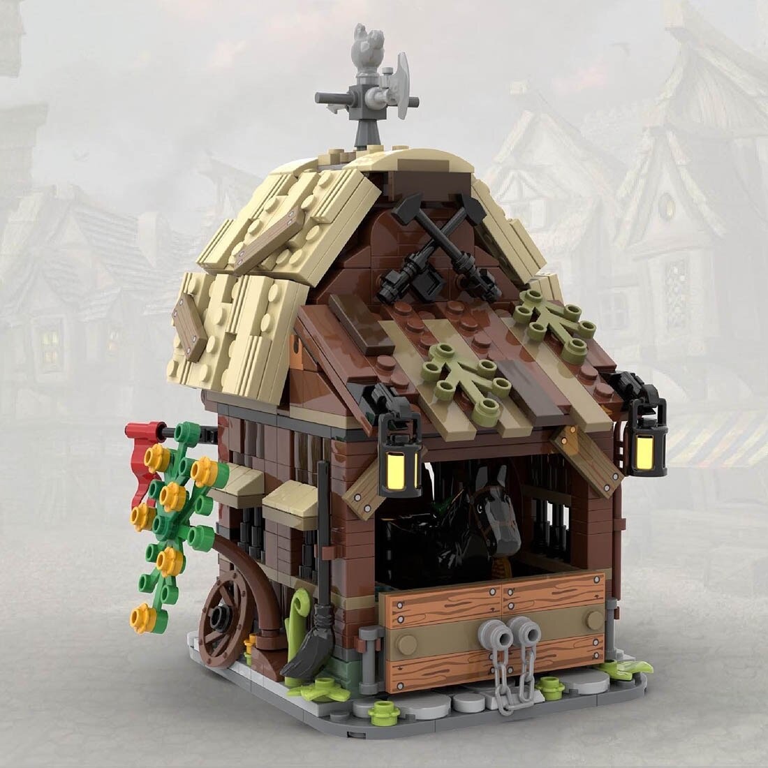 MOCBRICKLAND MOC-114761 Medieval Barn And Stable