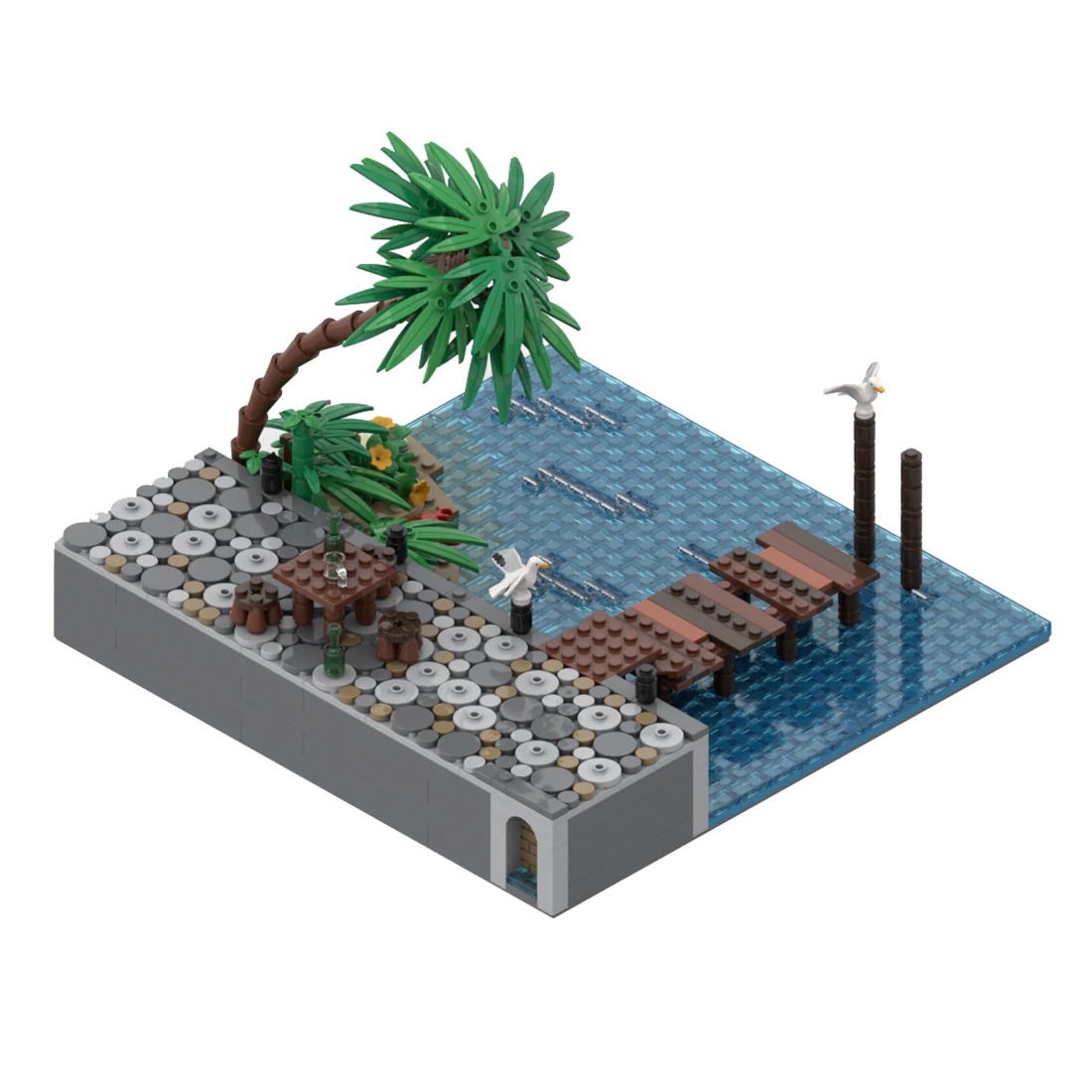 MOCBRICKLAND MOC-116560 Port Sauvage: Stone Pier with Plank Bridge