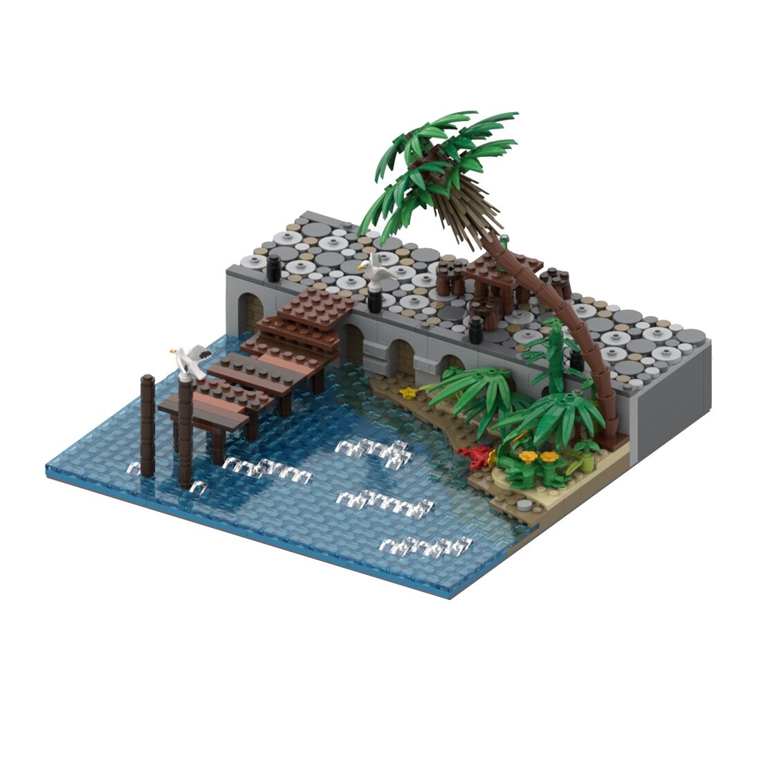 MOCBRICKLAND MOC-116560 Port Sauvage: Stone Pier with Plank Bridge