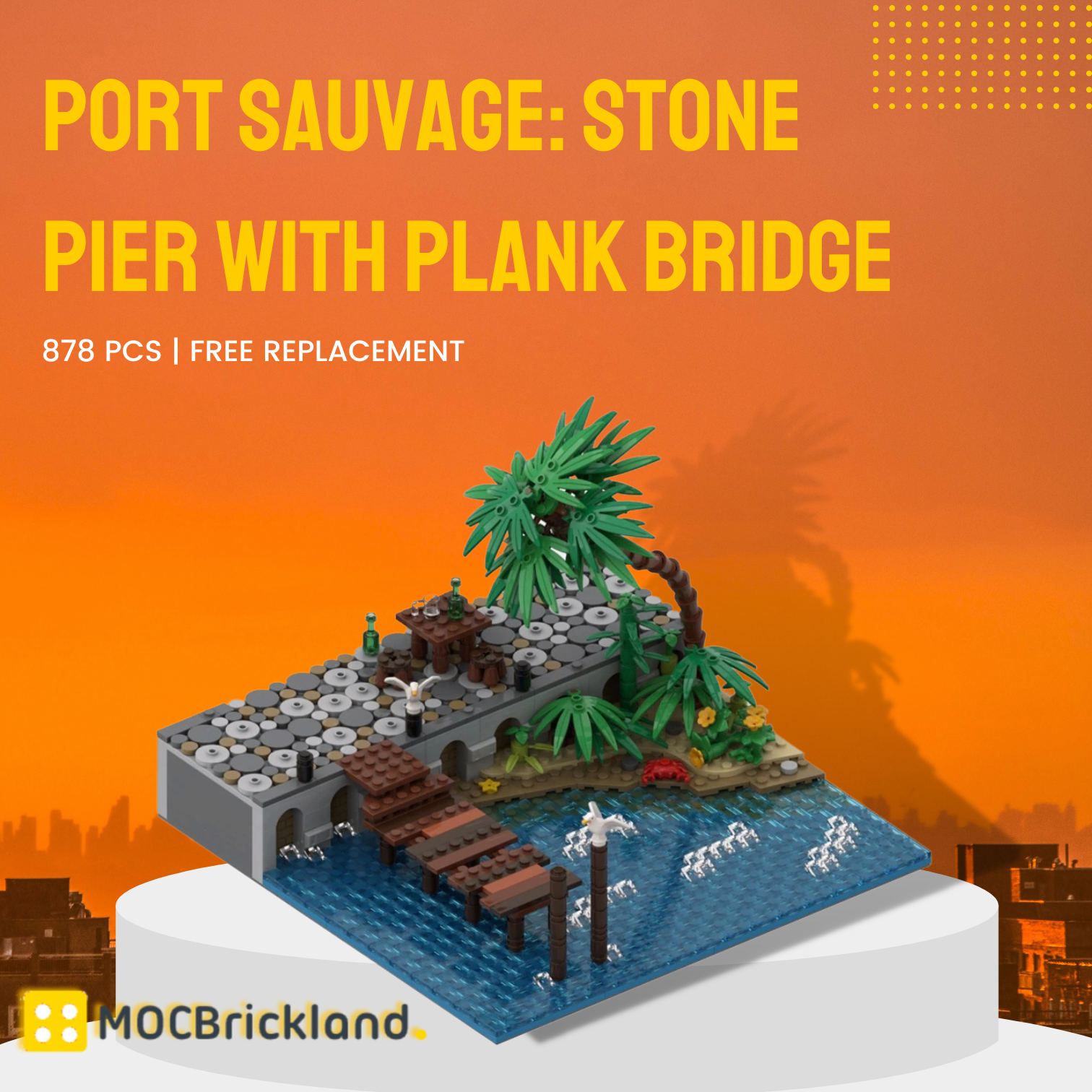 MOCBRICKLAND MOC-116560 Port Sauvage: Stone Pier with Plank Bridge