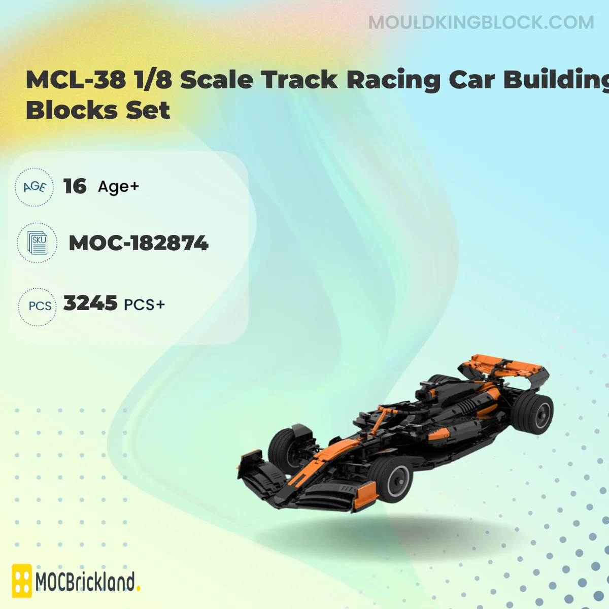 MOCBRICKLAND 182874 MCL-38 1/8 Scale Track Racing Car Building Blocks Set Building Block