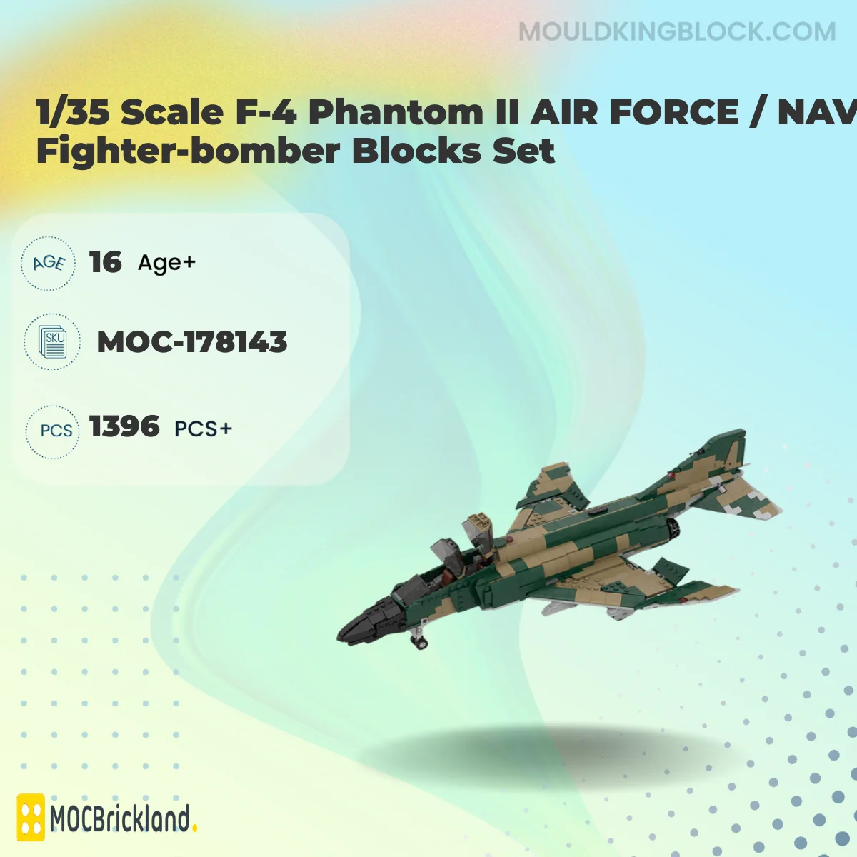 MOCBRICKLAND 178143 1/35 Scale F-4 Phantom II AIR FORCE / NAVY Fighter-bomber Blocks Set Building Block