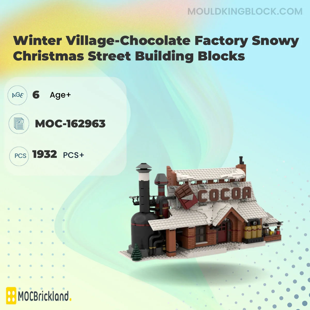 MOCBRICKLAND 162963 Winter Village-Chocolate Factory Snowy Christmas Street Building Blocks Building Block