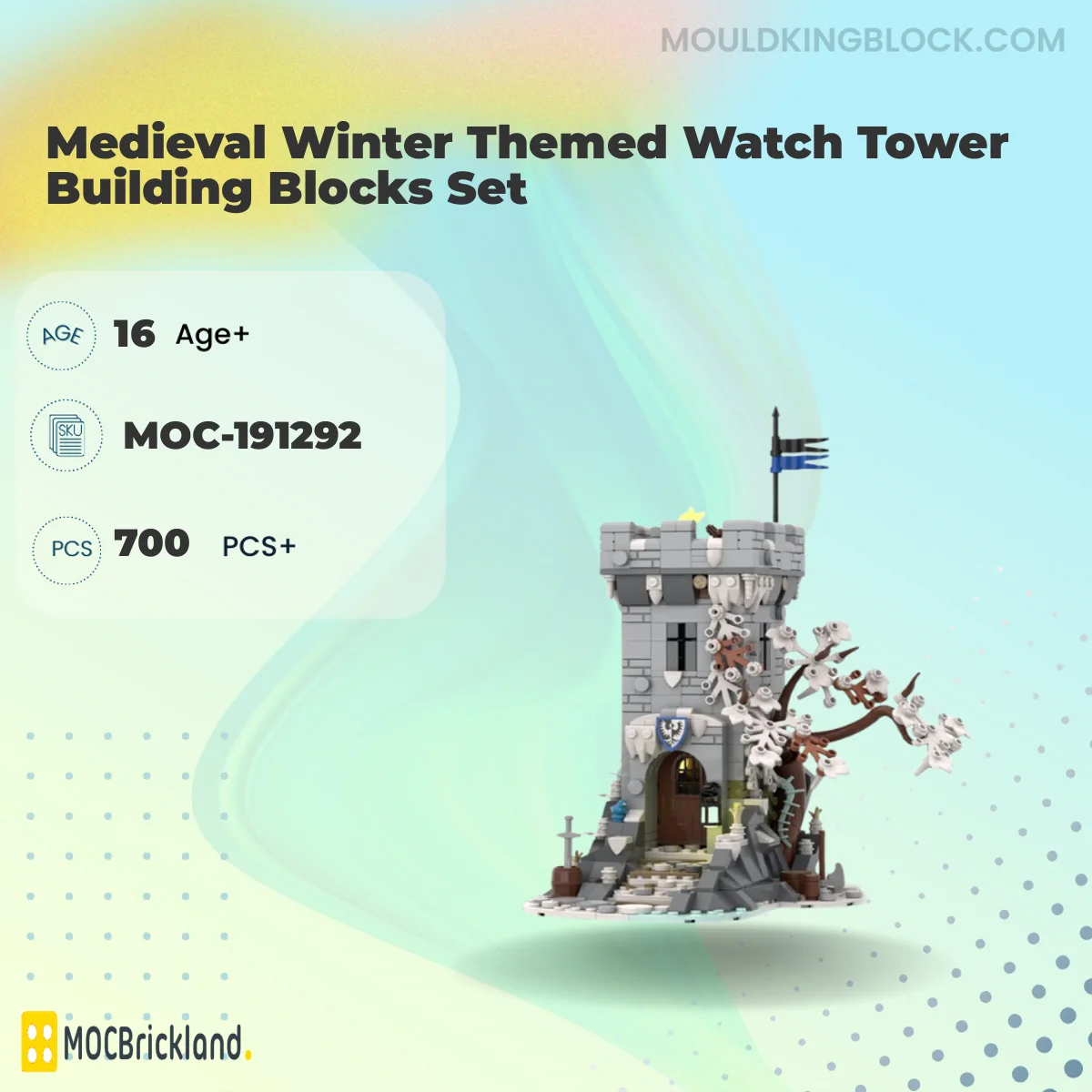 MOCBRICKLAND 191292 Medieval Winter Themed Watch Tower Building Blocks Set Building Block