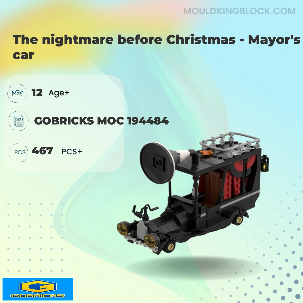 Gobricks 194484 The nightmare before Christmas - Mayor's car Building Block