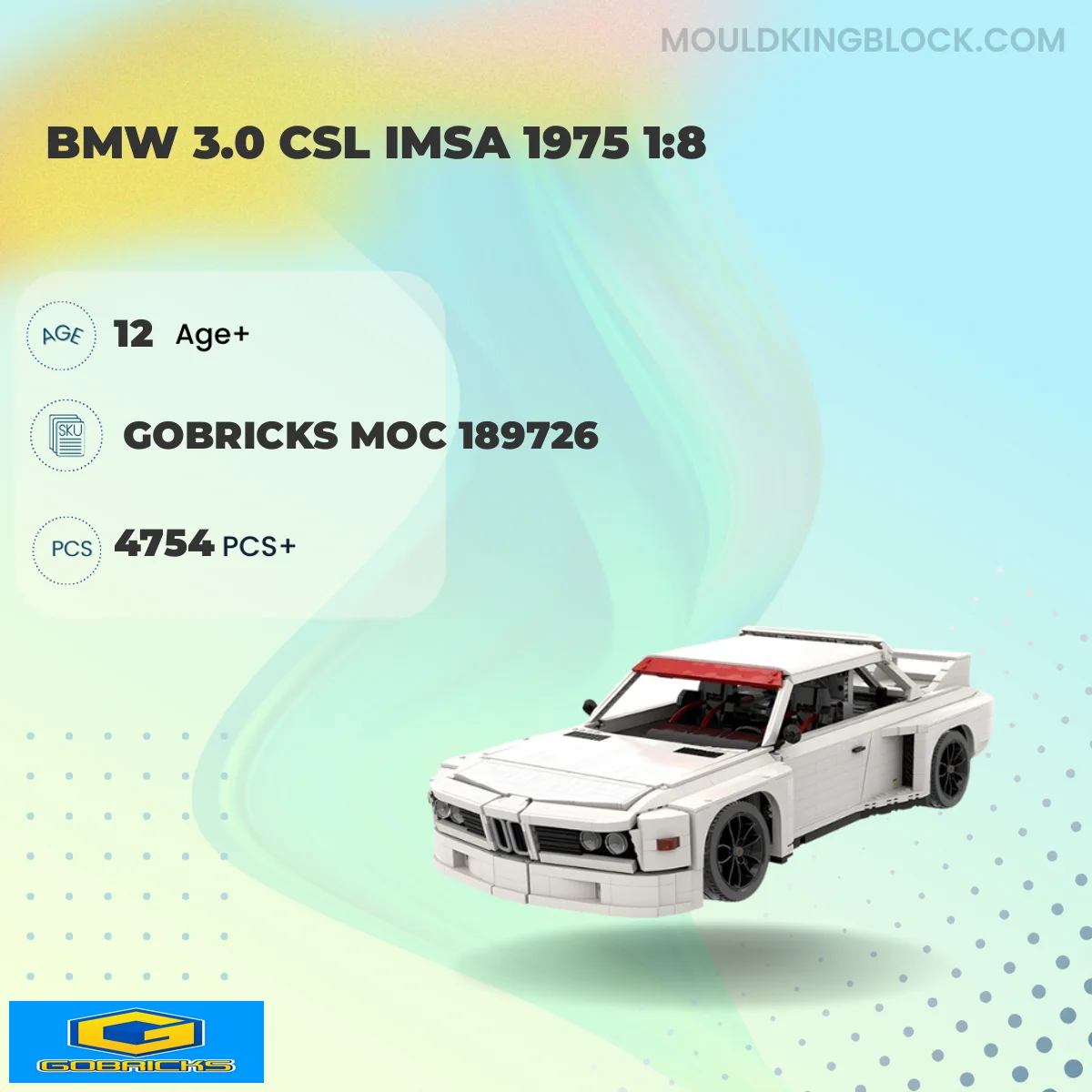 Gobricks 189726 BMW 3.0 CSL IMSA 1975 1:8 Building Block
