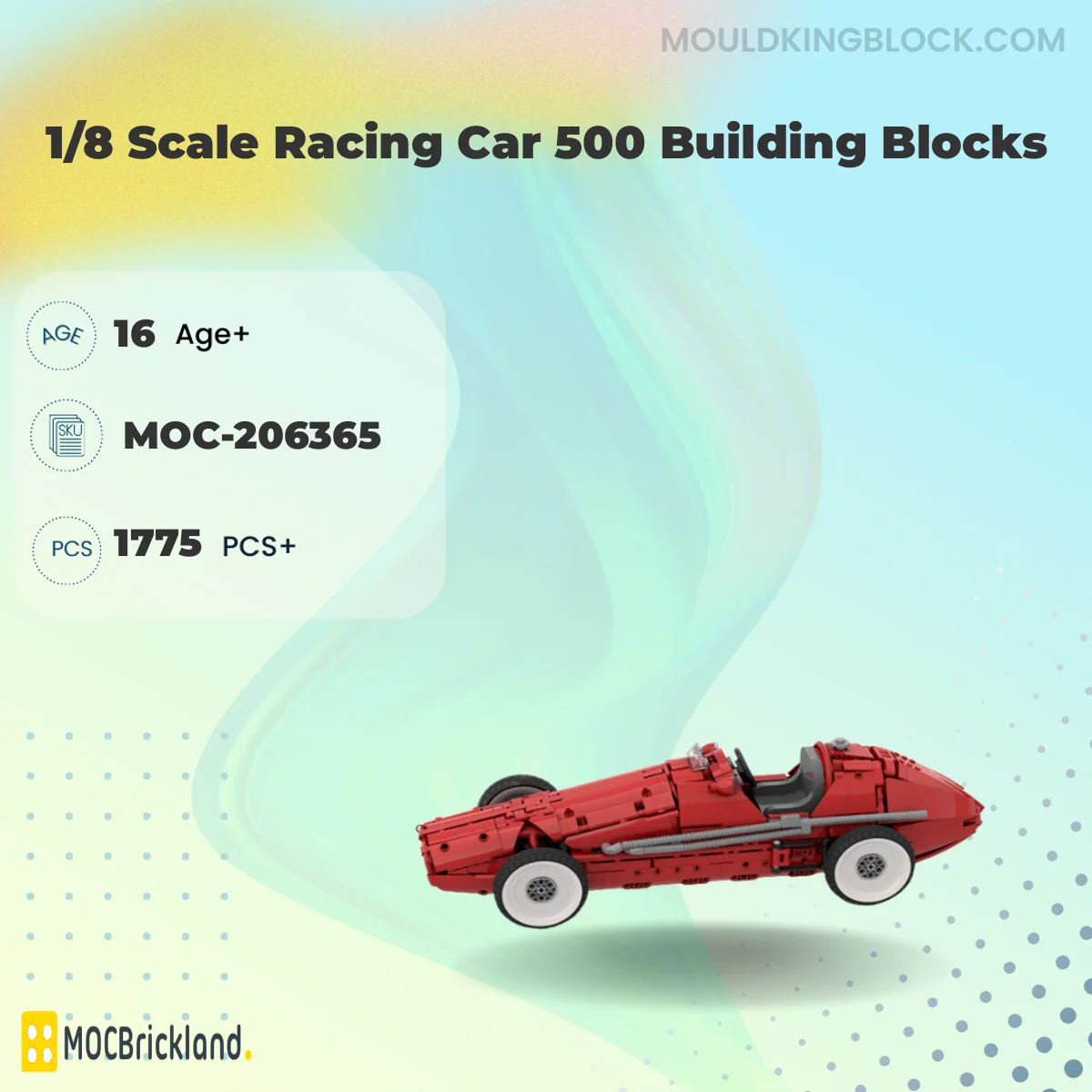 MOCBRICKLAND 206365 1/8 Scale Racing Car 500 Building Blocks Building Block