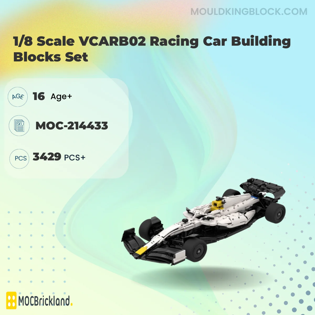 MOCBRICKLAND 214433 1/8 Scale VCARB02 Racing Car Building Blocks Set Building Block