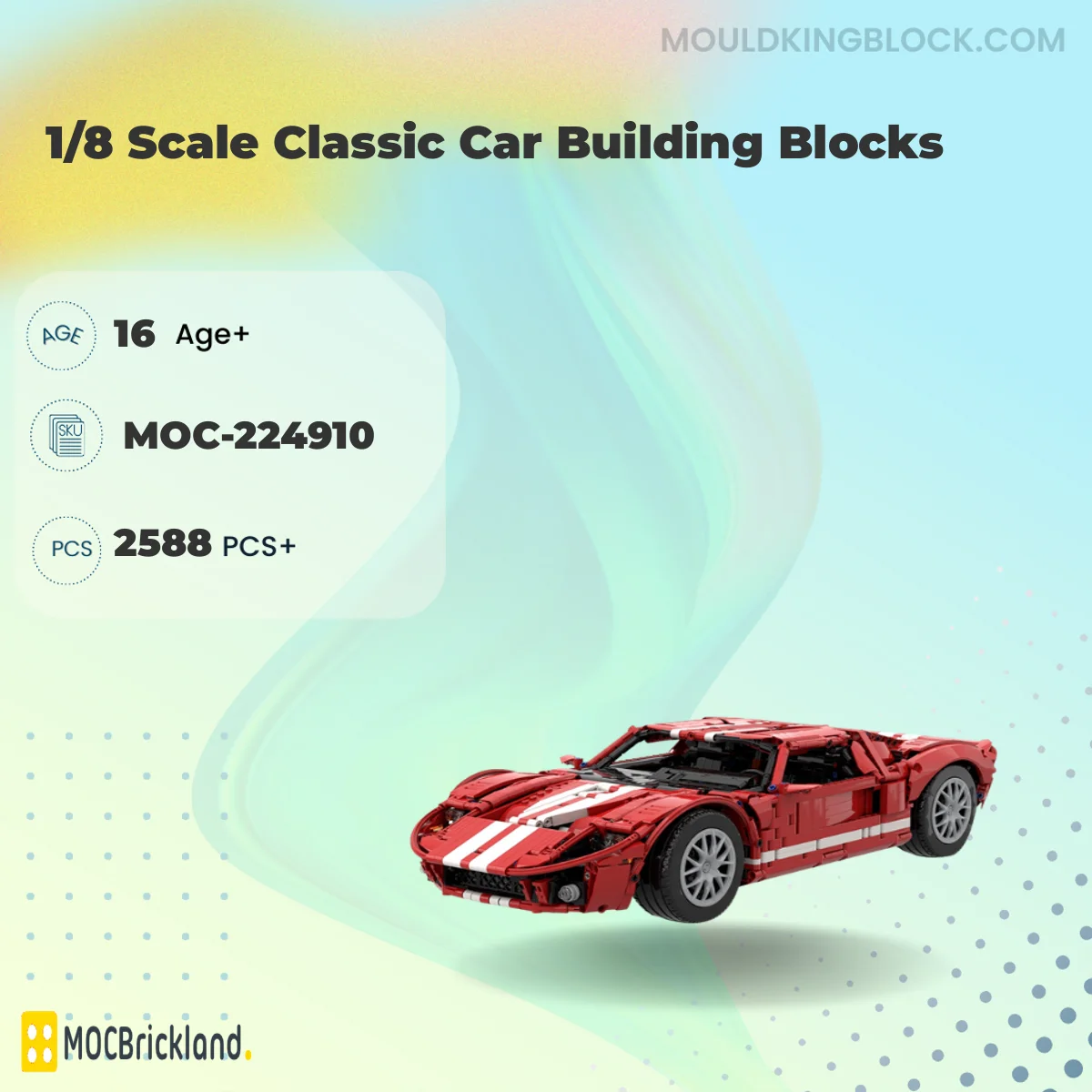 MOCBRICKLAND 224910 1/8 Scale Classic Car Building Blocks Building Block