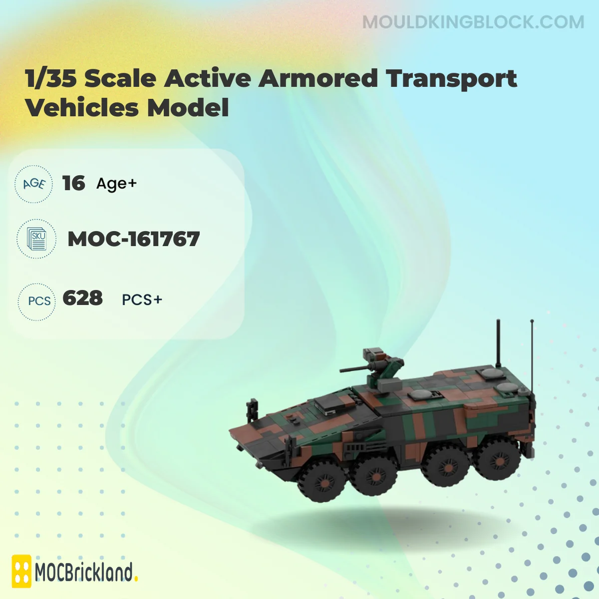 MOCBRICKLAND 161767 1/35 Scale Active Armored Transport Vehicles Model Building Block