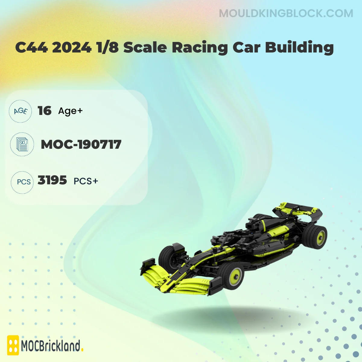 MOCBRICKLAND 190717 C44 2024 1/8 Scale Racing Car Building Building Block