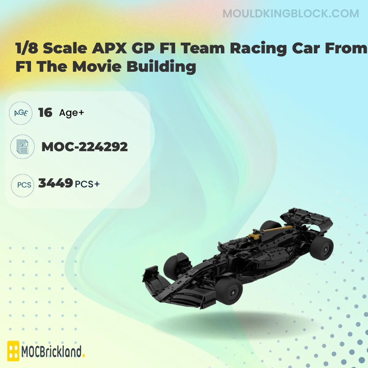 MOCBRICKLAND 224292 1/8 Scale APX GP F1 Team Racing Car From F1 The Movie Building Building Block