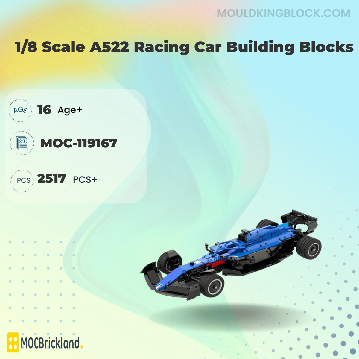 MOCBRICKLAND 119167 1/8 Scale A522 Racing Car Building Blocks Building Block